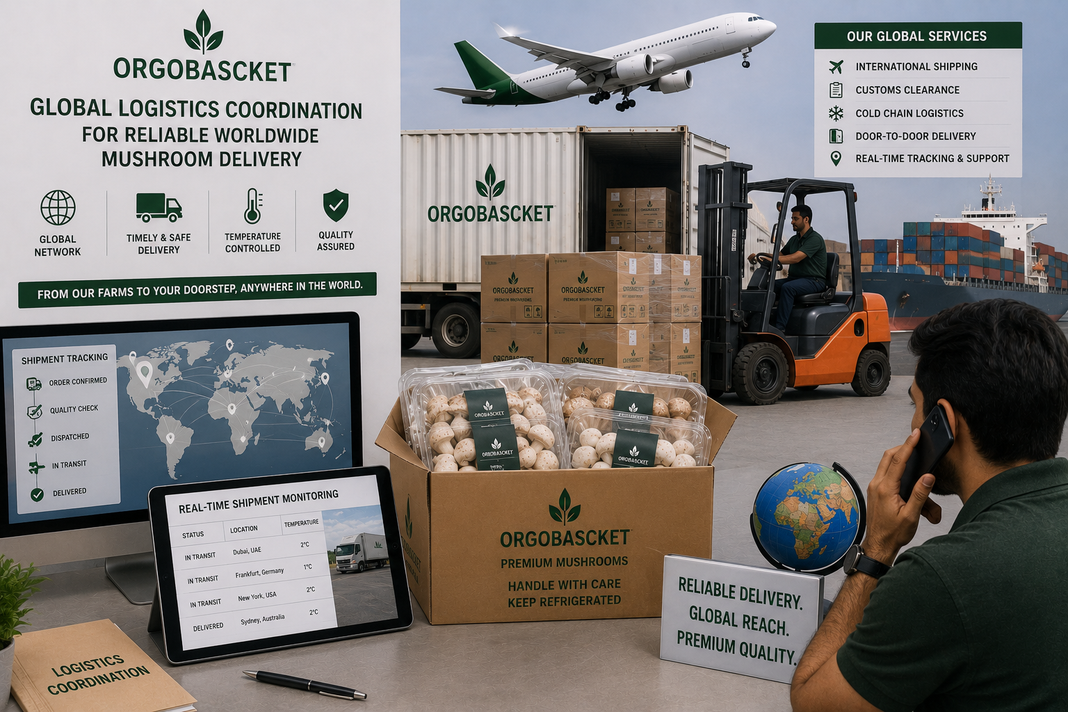 Global logistics coordination for reliable worldwide mushroom delivery